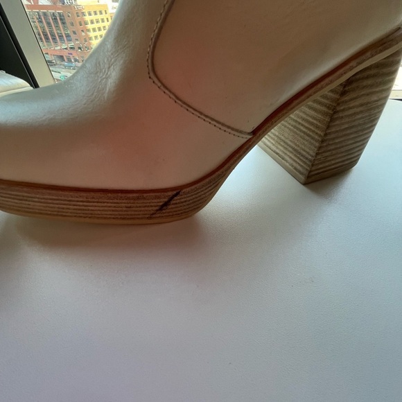 Free People Ruby 70's Retro Bone Cream Leather Platform Ankle Boots Size 9 - Picture 6 of 7